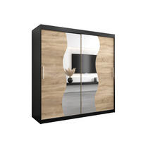 SCHWEBETÜRENSCHRANK 200/200/62 2-türig - Silberfarben/Schwarz, Holz/Kunststoff (200/200/62cm) - MÖBEL KRYSPOL