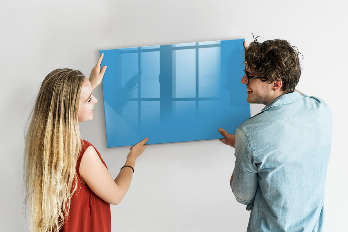 MAGNETTAFEL 90x60 Blau schwarzer Marker - Blau, Glas (90/0.4/60cm) - TULUP