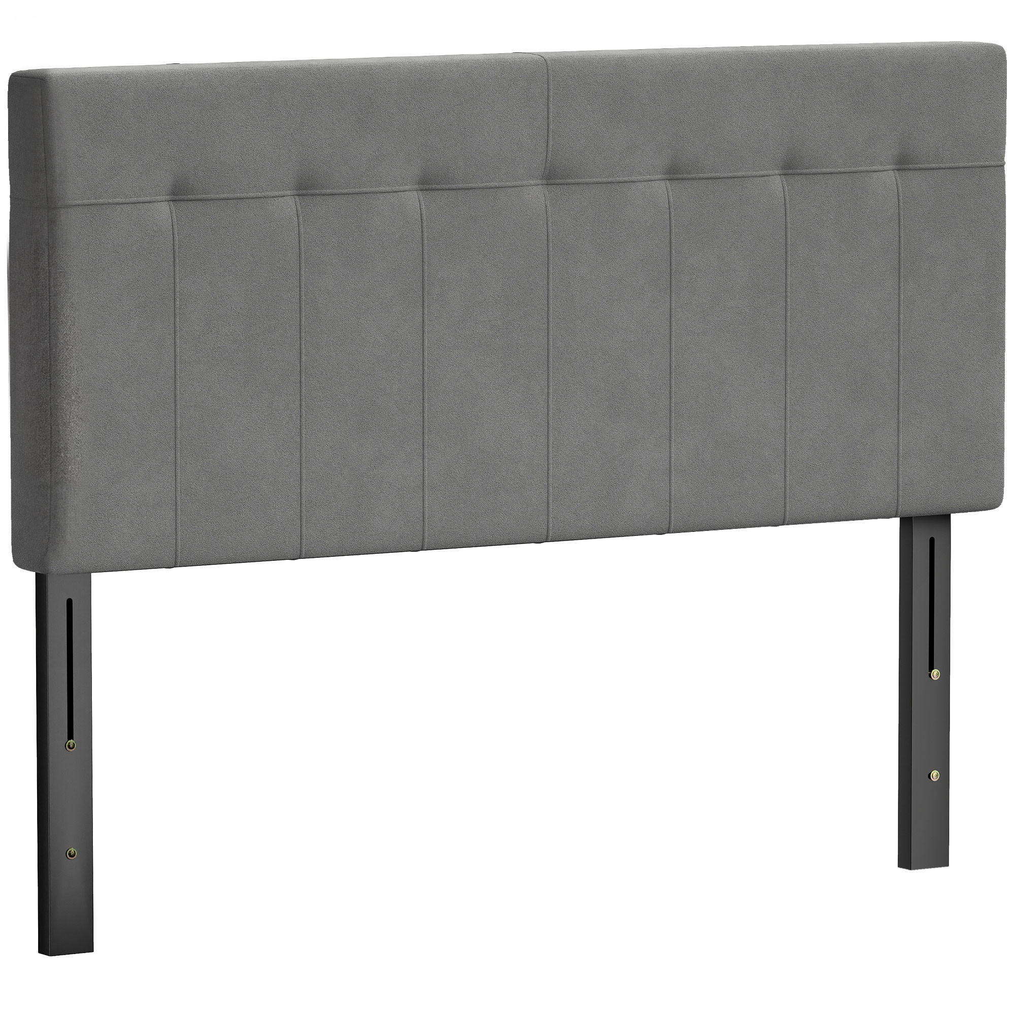 KOPFTEIL DE-10862 3-fach höhenverstellbar 106-126 cm Samtoptik Grau - Grau, Metall (10/126/140cm) - ComfortXL