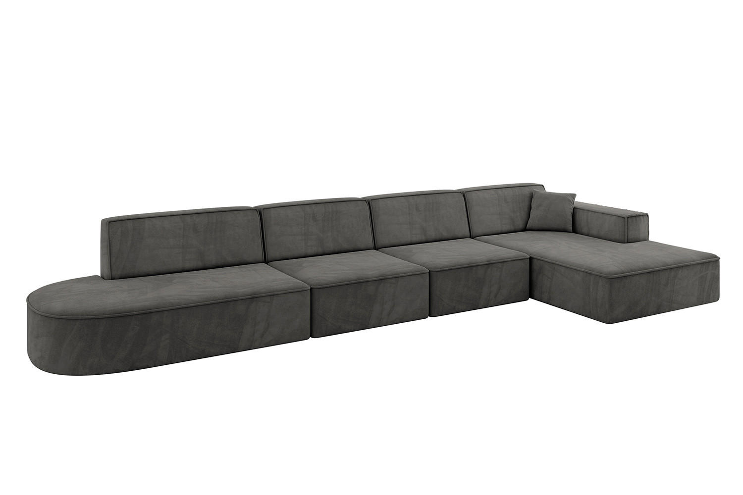 ECKSOFA Ottomane Rechts IREA-L3-v4 - 403x165x72,5 cm Dunkelgrau - Dunkelgrau, Holzwerkstoff/Textil (403/165cm) - ALTDECOR