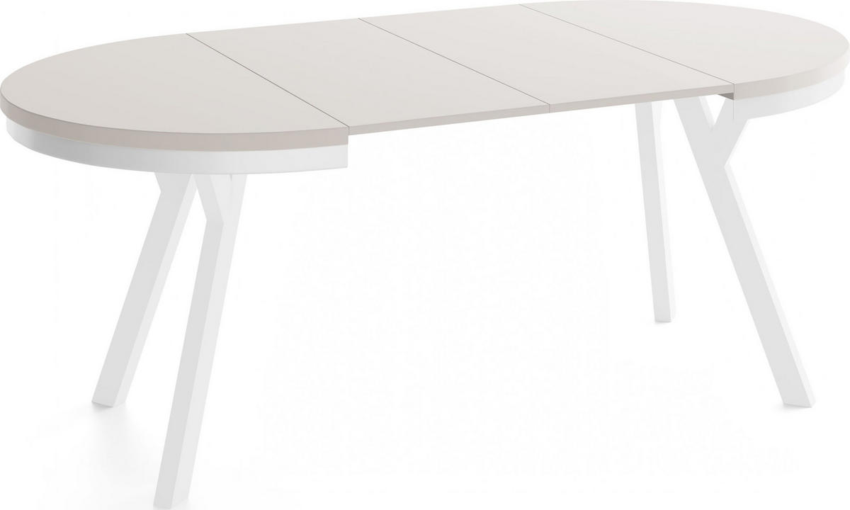 ESSTISCH Vero Neo Weiß rund ausziehbar verlängerbar, Kaschmir 90-190/90/77 cm - Kaschmir/Weiß, Holz/Holzwerkstoff (90/90/77cm) - WFL GROUP