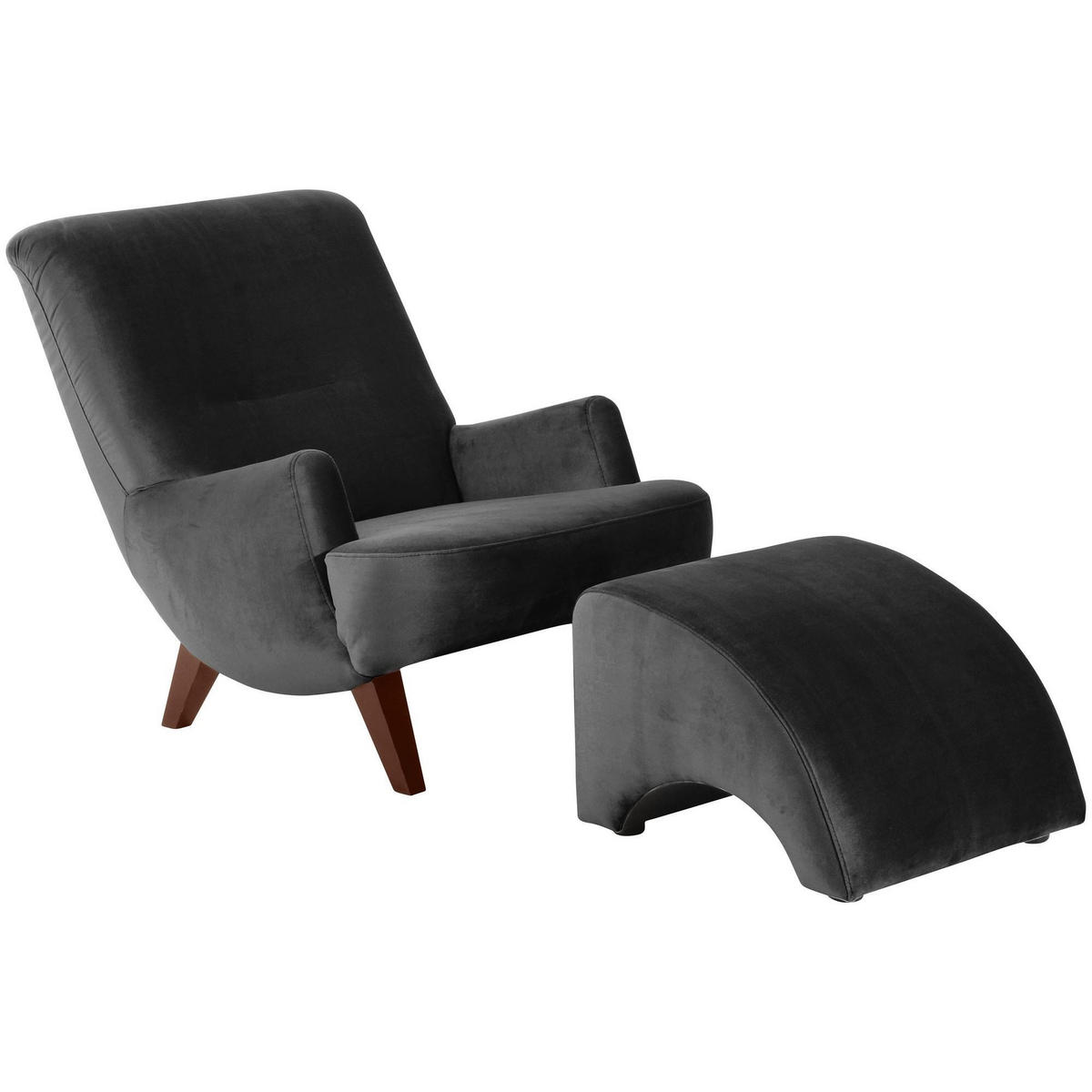 SESSEL Kajsa 71x80x101 Bezug Samtvelours Buche nussbaum/schwarz - Nussbaumfarben/Schwarz, Kunststoff (101/80/71cm) - 58aufmkessel