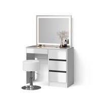 SCHMINKTISCH Imola Weiß mit LED-Spiegel und Hocker - Weiß, Holzwerkstoff (90/75/40cm) - Livinity®