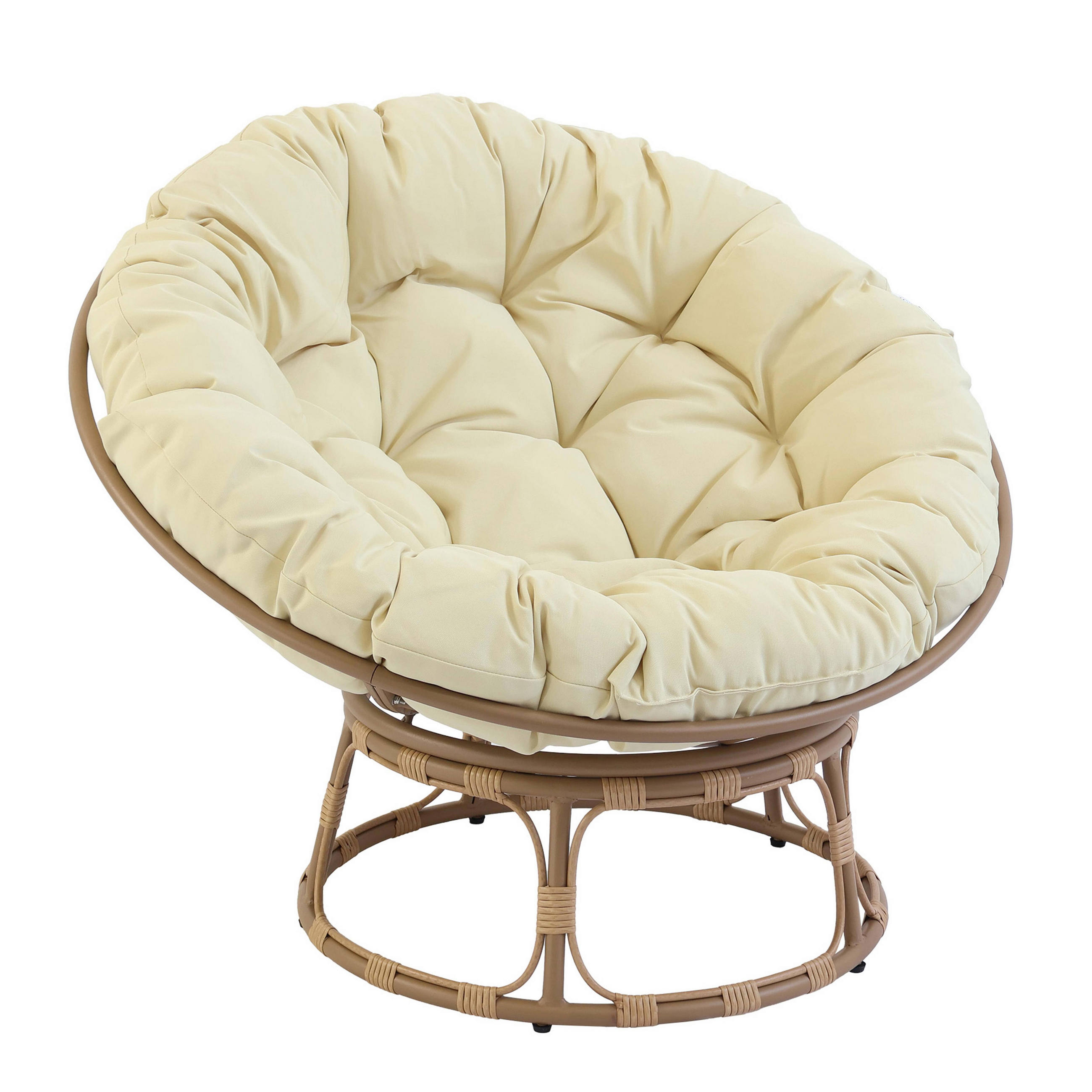 SESSEL mit Kissen, Weiß - Weiß, Holz (104/85/114cm) - Oviala