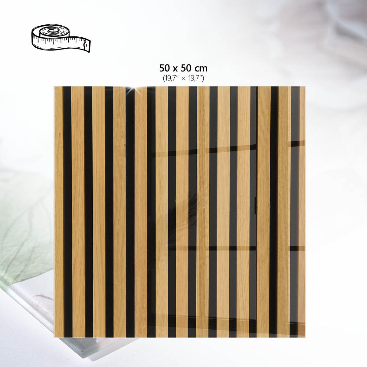 TISCHPLATTE 50x50 cm – Vertikale Streifen - Türkis, Glas (50/50/0.4cm) - Wallfluent