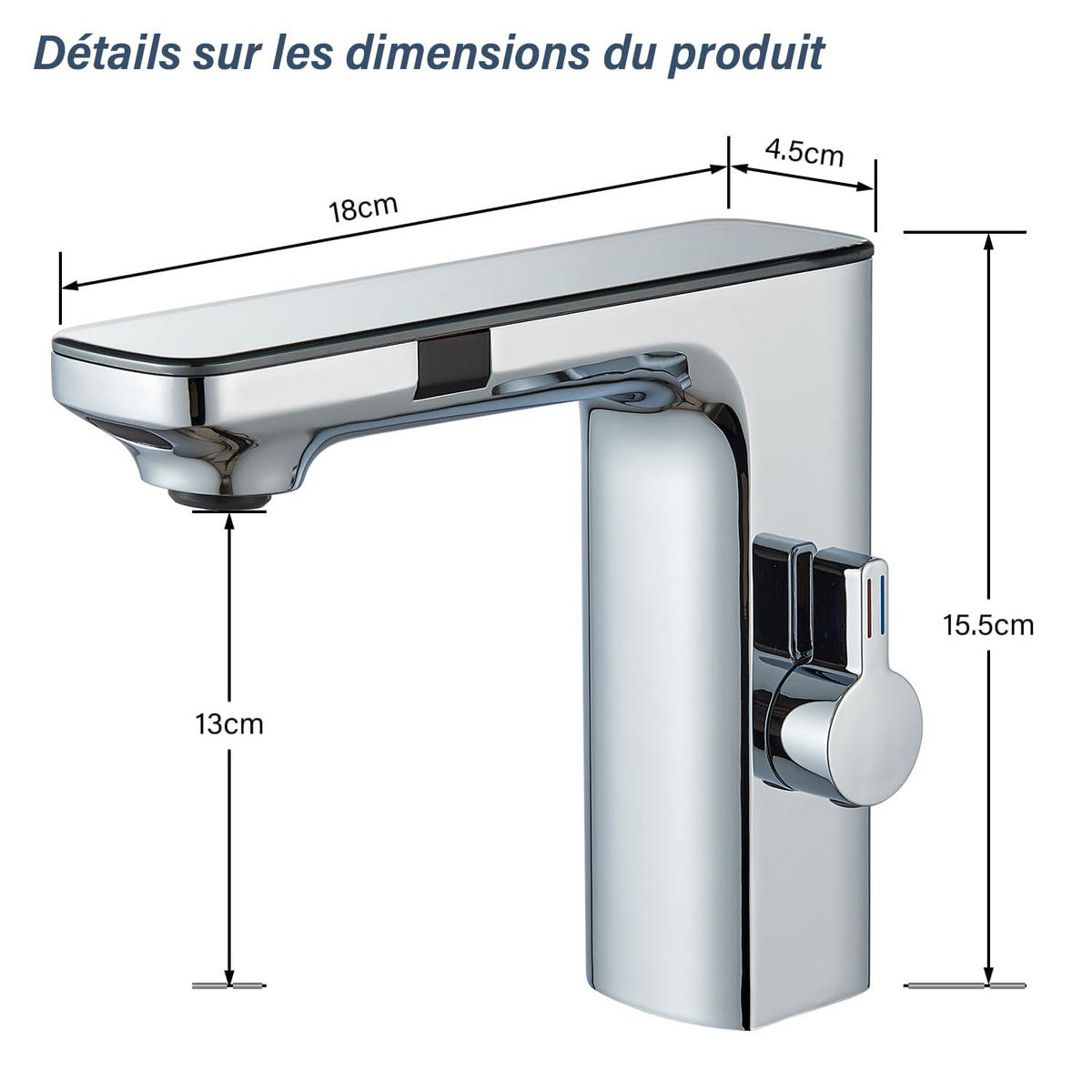 WASCHTISCHARMATUR Touchsensor LED Temperaturanzeige Silber - Silberfarben, Metall (18/15.5/4.5cm) - Kaket