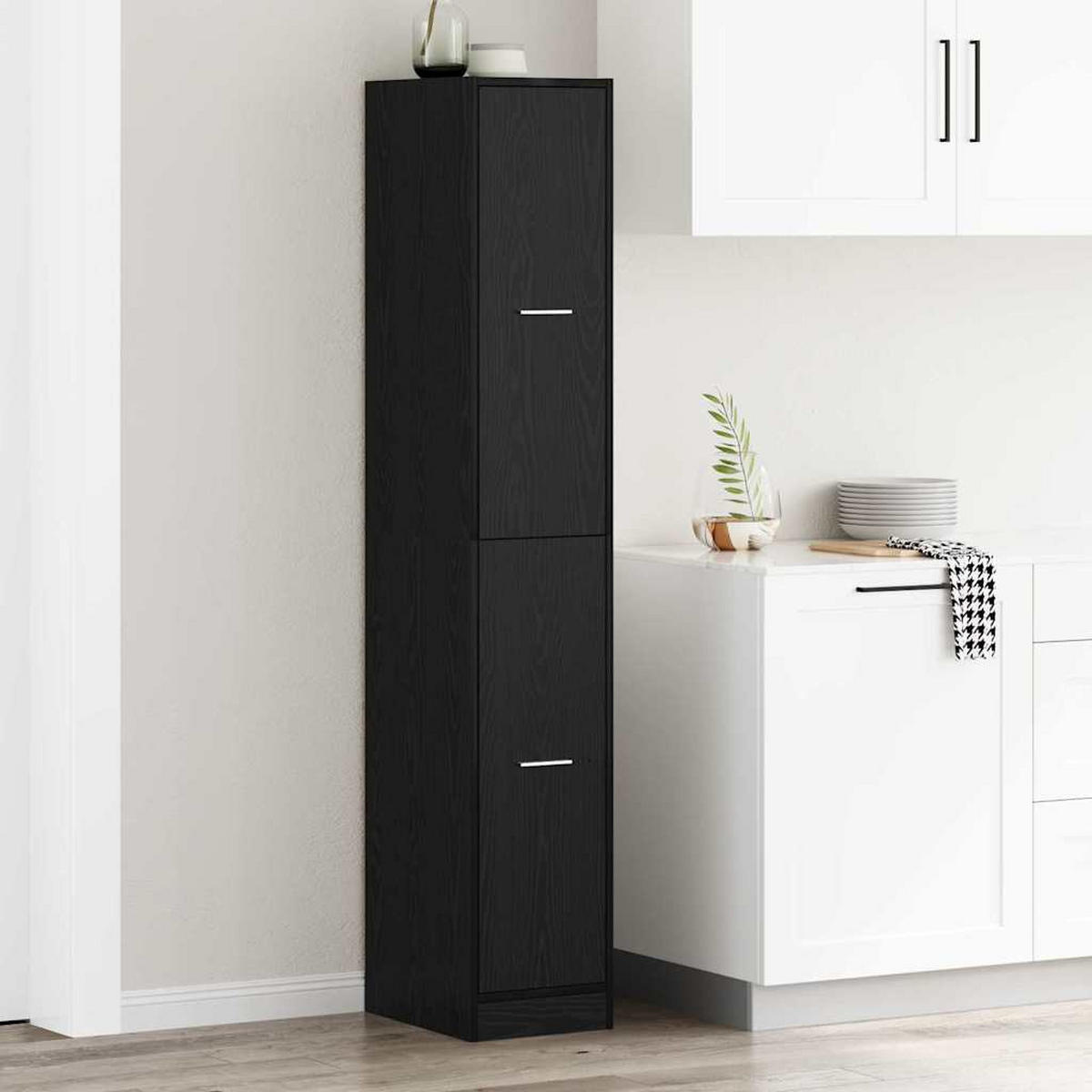 APOTHEKERSCHRANK -Muster -Muster 30/41/174,5 Cm - Schwarz, Holzwerkstoff (41/174.5/30cm) - vidaXL