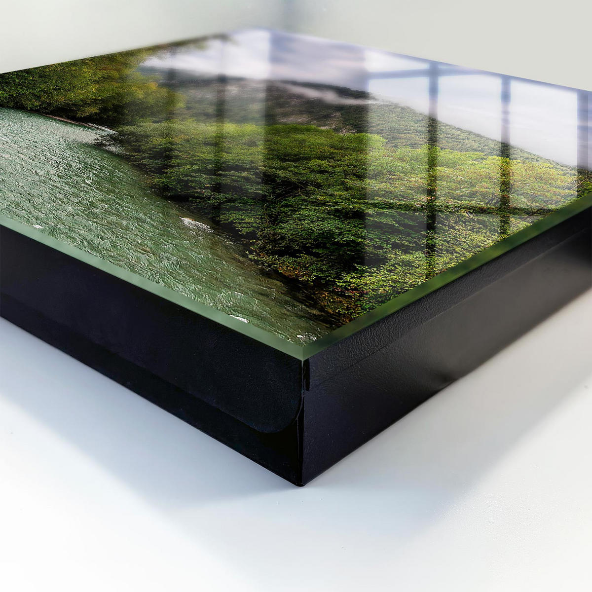 SCHLÜSSELBOX Schwarz 30x30 cm- Türöffnung nach rechts - Berglandschaft - Grün, Metall (30/30/5cm) - TULUP