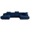 WOHNLANDSCHAFT Caris U, Seite: Links - Blau, Holz/Textil (348/90/205cm) - Sofnet