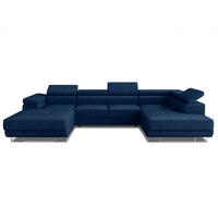 WOHNLANDSCHAFT Caris U, Seite: Links - Blau, Holz/Textil (348/90/205cm) - Sofnet