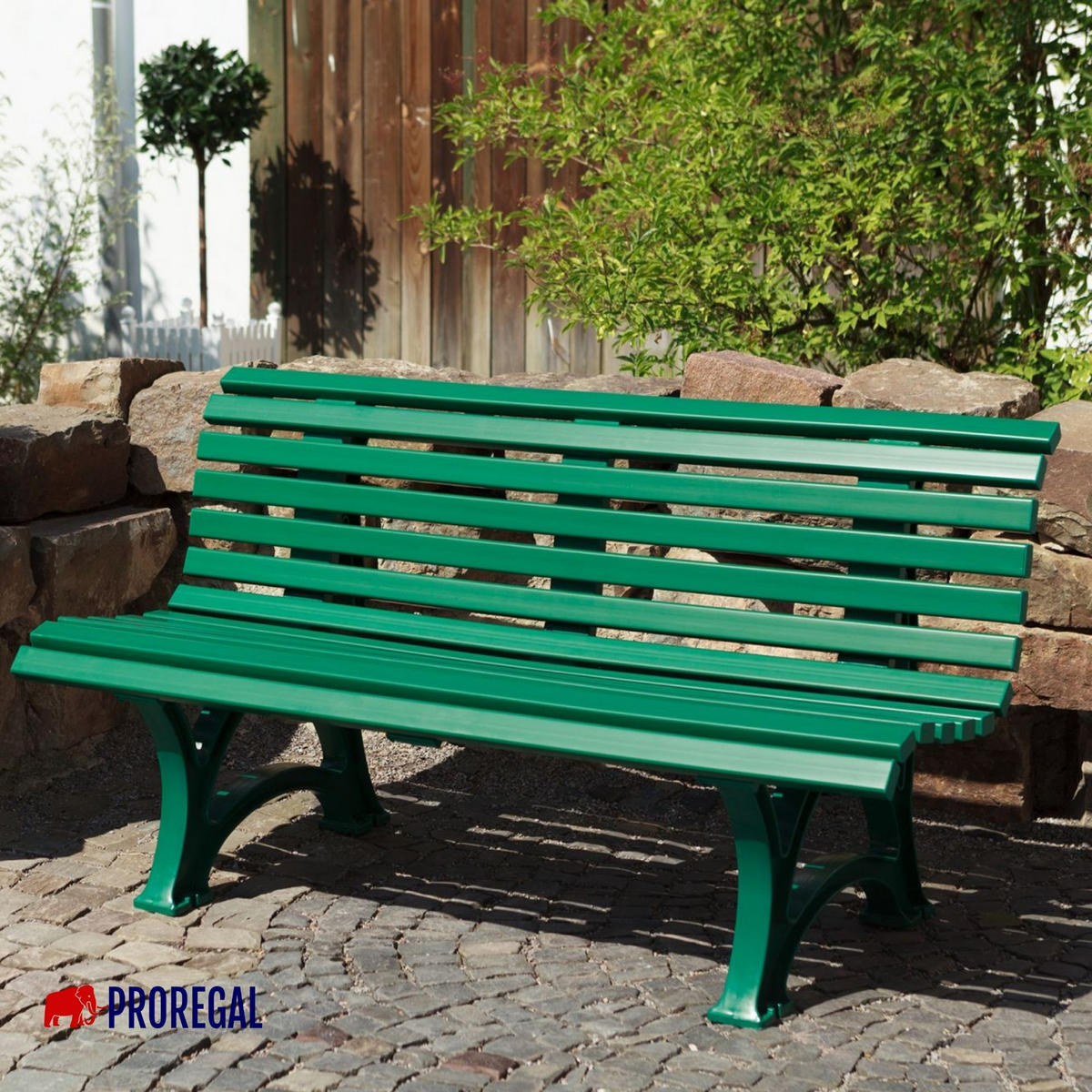 GARTENBANK Jamaika 3 Sitzer Grün 80 x 150 x 64cm Witterungskunststoff & UV Beständiger Kunststoff - Grün, Kunststoff (150/80/64cm) - PROREGAL