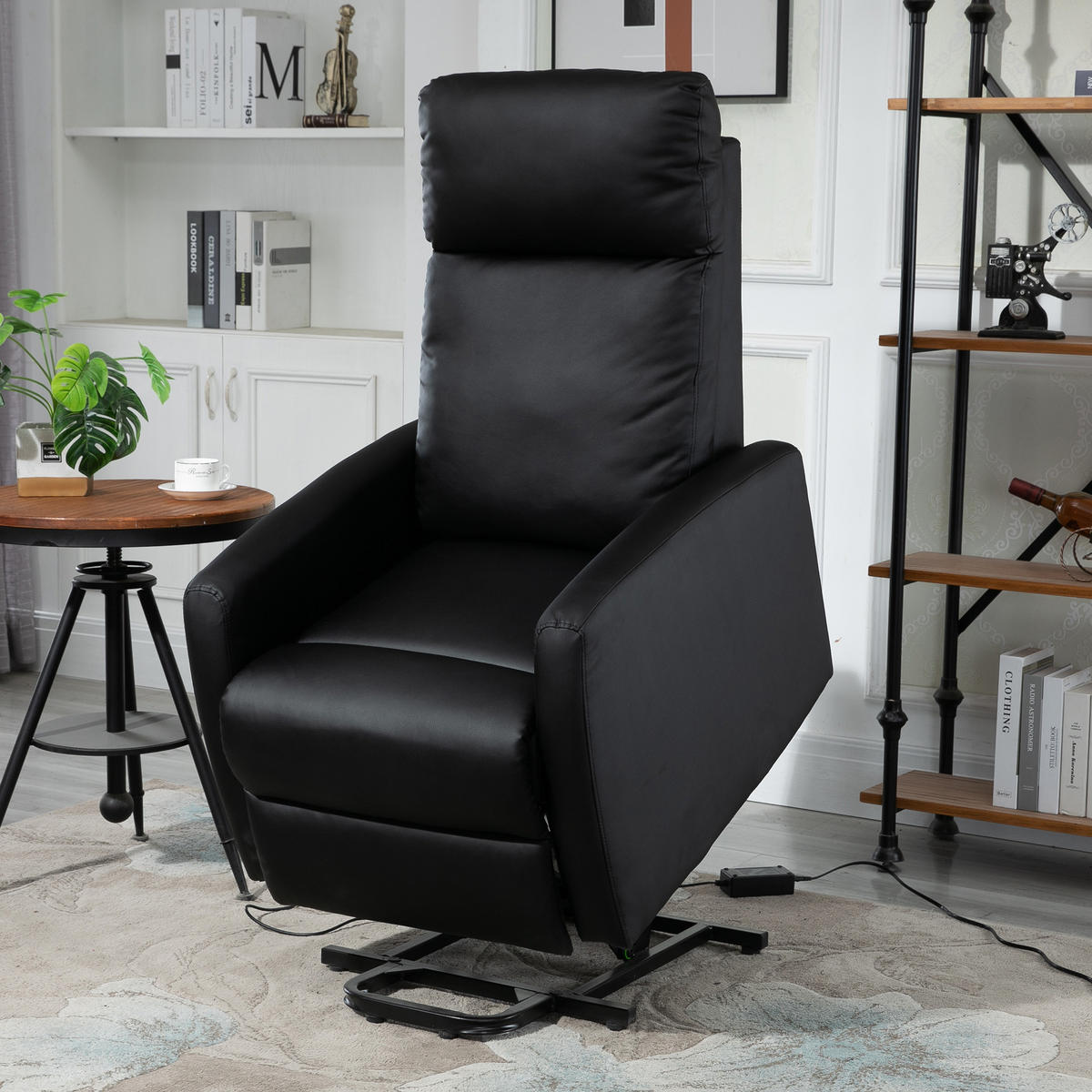 FERNSEHSESSEL DE-15368 elektrisch verstellbar mit Aufstehhilfe Schwarz - Schwarz, Metall (95/105/67cm) - ComfortXL