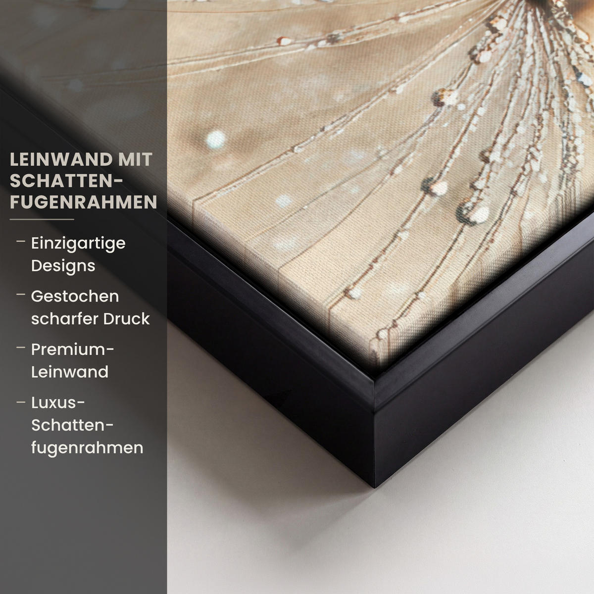 LEINWAND Bilder mit Rahmen - Löwenzahn - Abstrakt - Natur - Beige - 60x80 - Braun, Textil (60/80cm) - MuchoWow