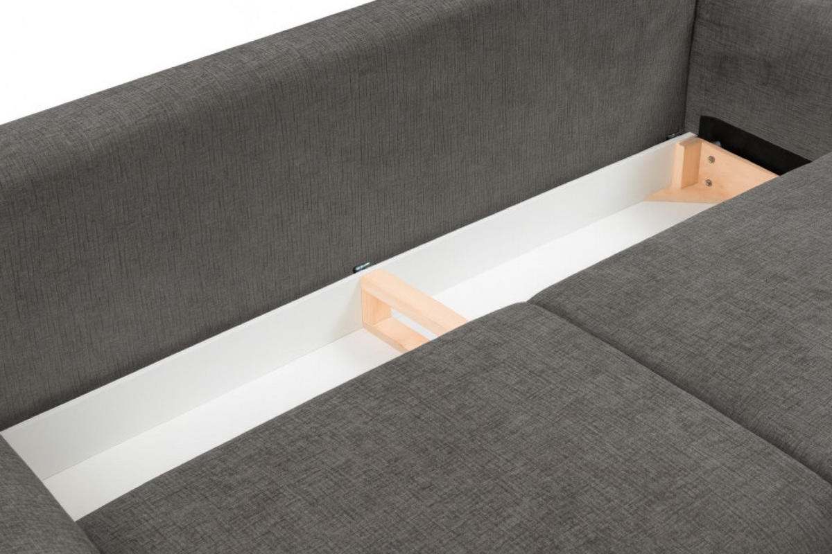 SOFA 3-SITZER Grau ADA Mit Schlaffunktion Und Bettkasten Chenille - Grau, Textil (240/90/108cm) - Sepro Meble