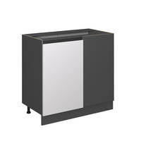 ECKUNTERSCHRANK R-Line Weiß 86 cm J-Shape, ohne AP - Anthrazit/Weiß, Holzwerkstoff (86/81.6/46cm) - Vicco