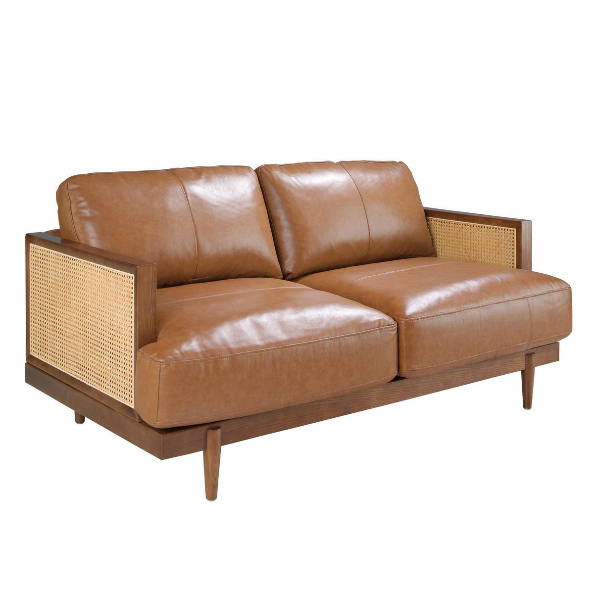 SOFA 2-Sitzer-Sofa aus braunem Leder 164/96/83 cm - Walnussfarben/Braun, Leder (164/83/96cm) - ANGEL CERDA