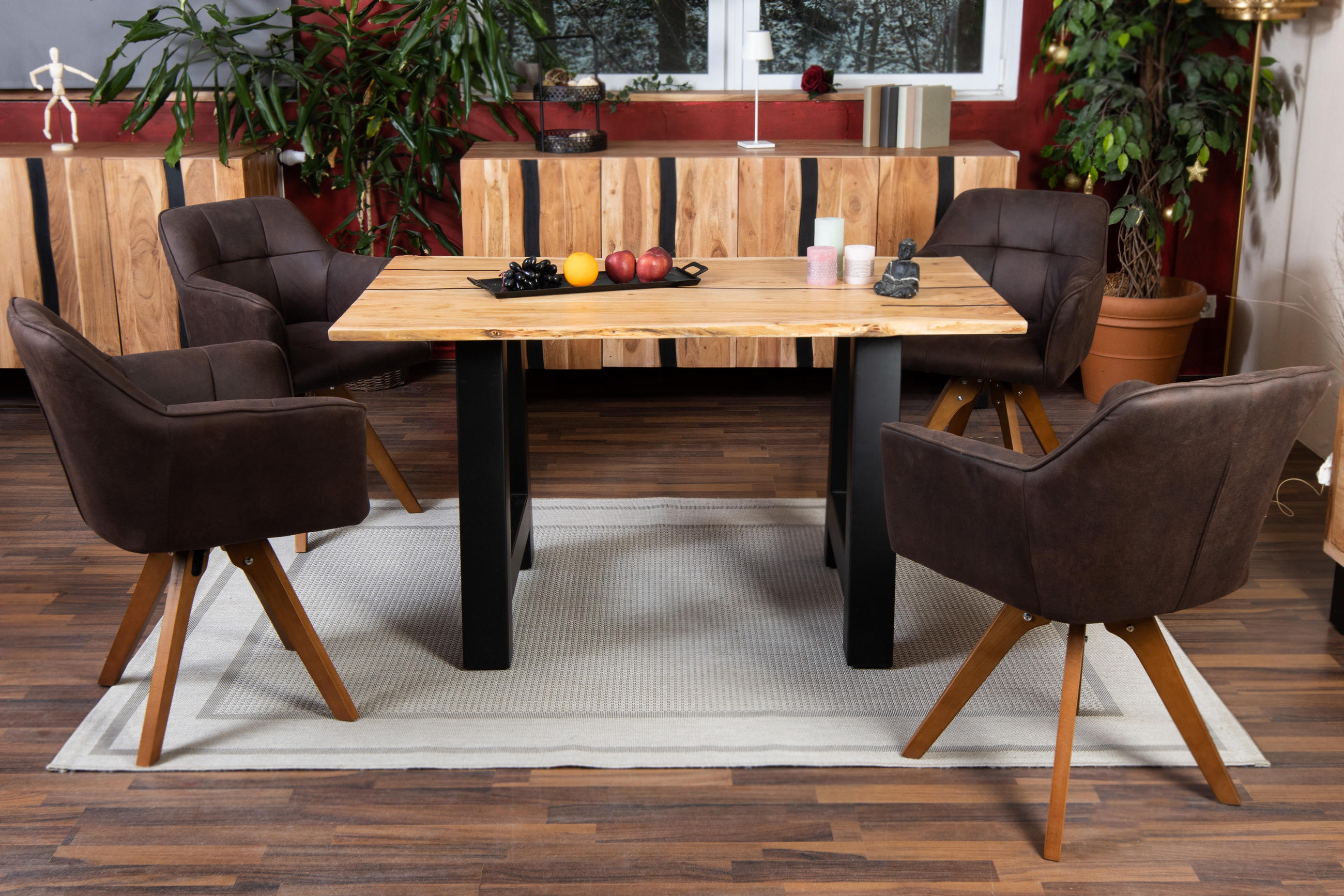 ESSTISCH POLLY - Beige/Schwarz, Holz/Metall (80/120/77cm) - SAM