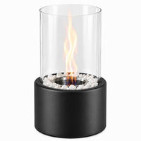 TISCHKAMIN Eryxvar 12.3/9.9/21 cm - Schwarz, Glas/Metall (9.9/21/12.3cm) - ZMH