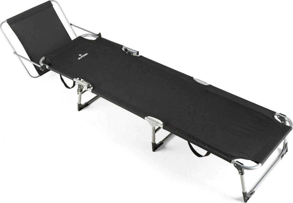 SONNENLIEGE mit Sonnendach, bis 120 kg - Schwarz, Textil/Metall (60/60/188cm) - Outtec