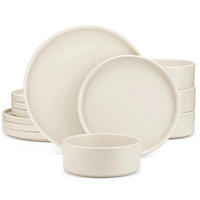 KOMBISERVICE 24-teilig Steinzeug Geschirrset für 8 Personen - Beige, Keramik (26.6/1.8/26.6cm) - Kaket