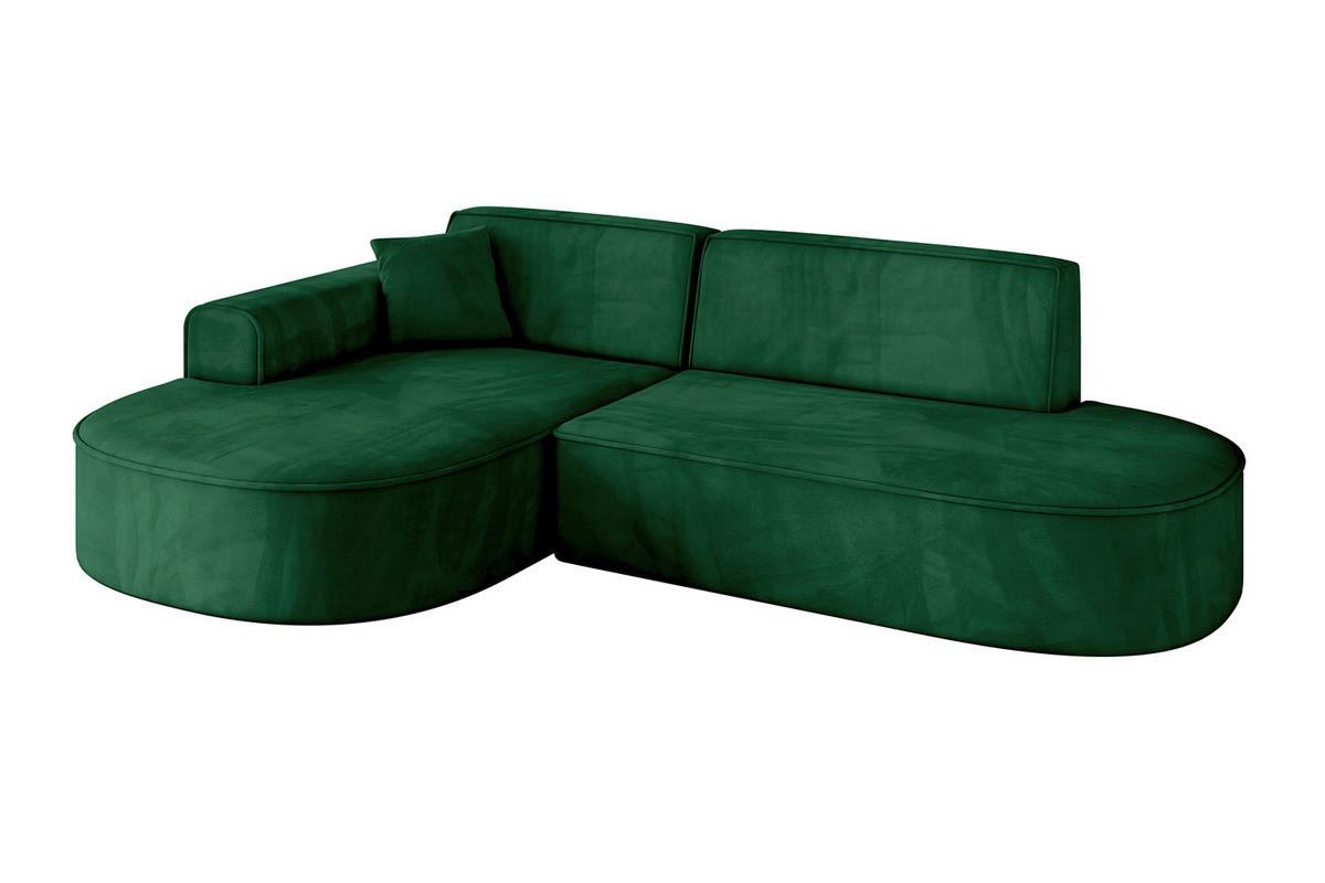 ECKSOFA Ottomane Links MARI-L1 - 243x171x79 cm Dunkelgrün Velours - Dunkelgrün/Schwarz, Holzwerkstoff/Kunststoff (243/171cm) - ALTDECOR
