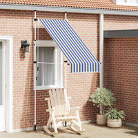 MARKISE Einziehbar Handbetrieben 100 cm Blau/Weiß Gestreift - Blau, Textil (100/1/1cm) - furnicato