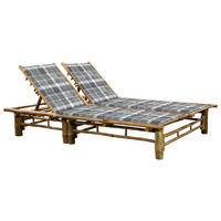 2-PERSONEN-SONNENLIEGE mit Auflagen Bambus - Grau, Holz (130/87/200cm) - furnicato