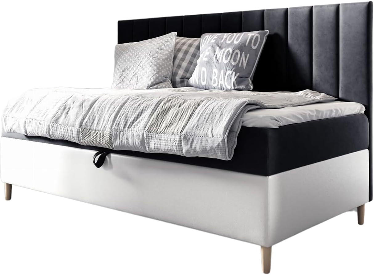 KINDERBETT MAYA 2 - Schwarz/Weiß, Holzwerkstoff (92/202cm) - Meblini