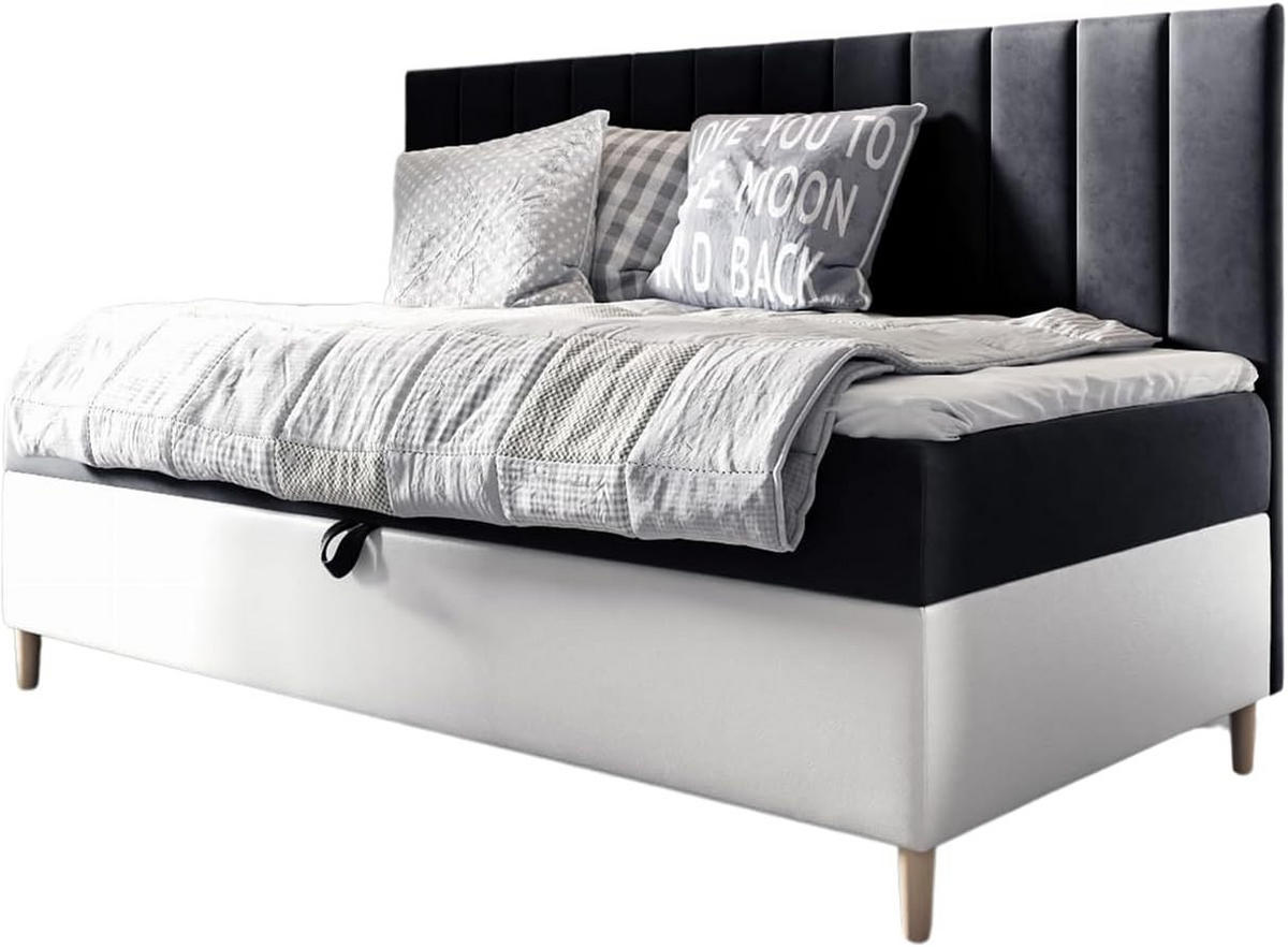 KINDERBETT MAYA 2 - Schwarz/Weiß, Holzwerkstoff (82/202cm) - Meblini