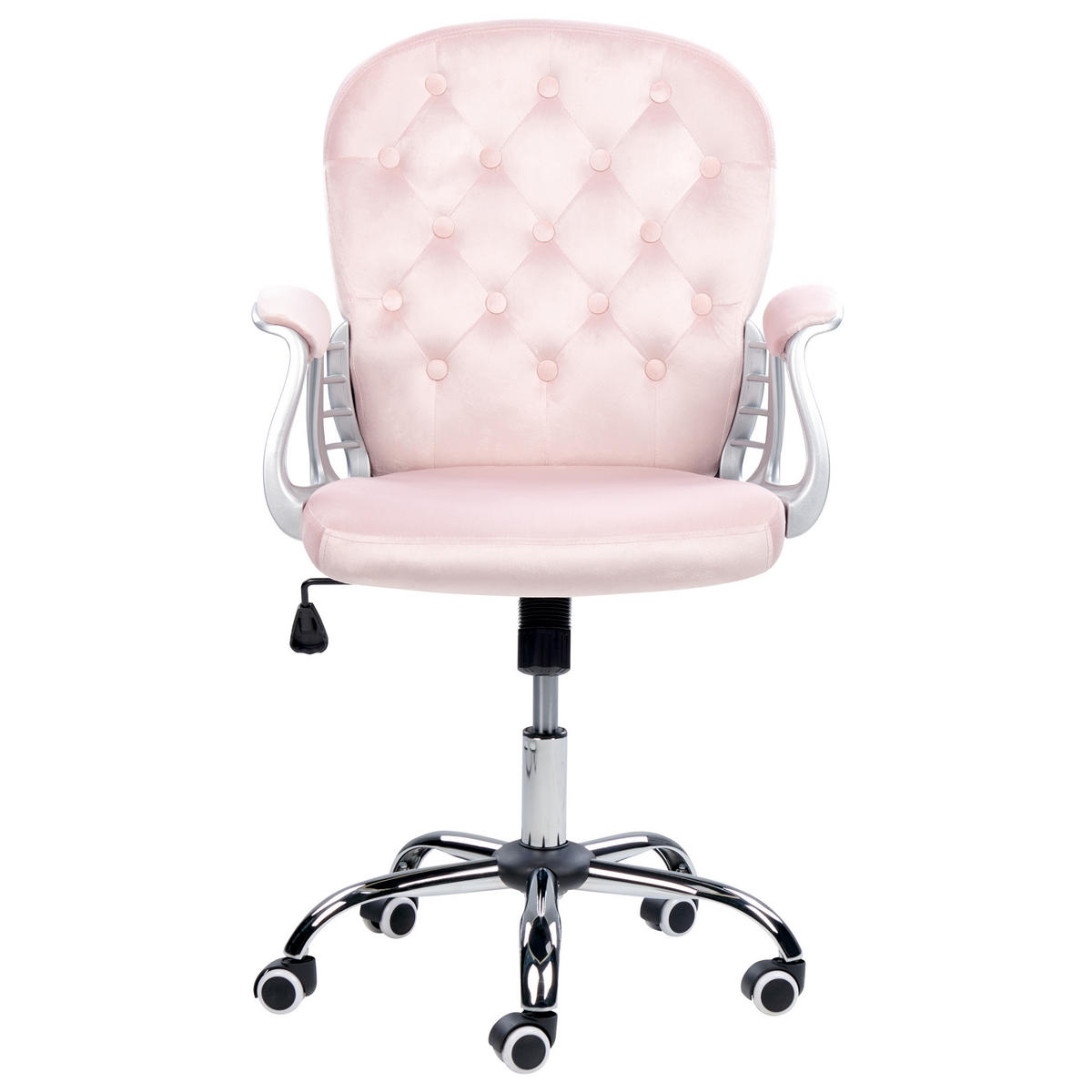 BÜROSTUHL Samtstoff Rosa Princess - Pink, Textil/Metall (60/98/60cm) - Beliani