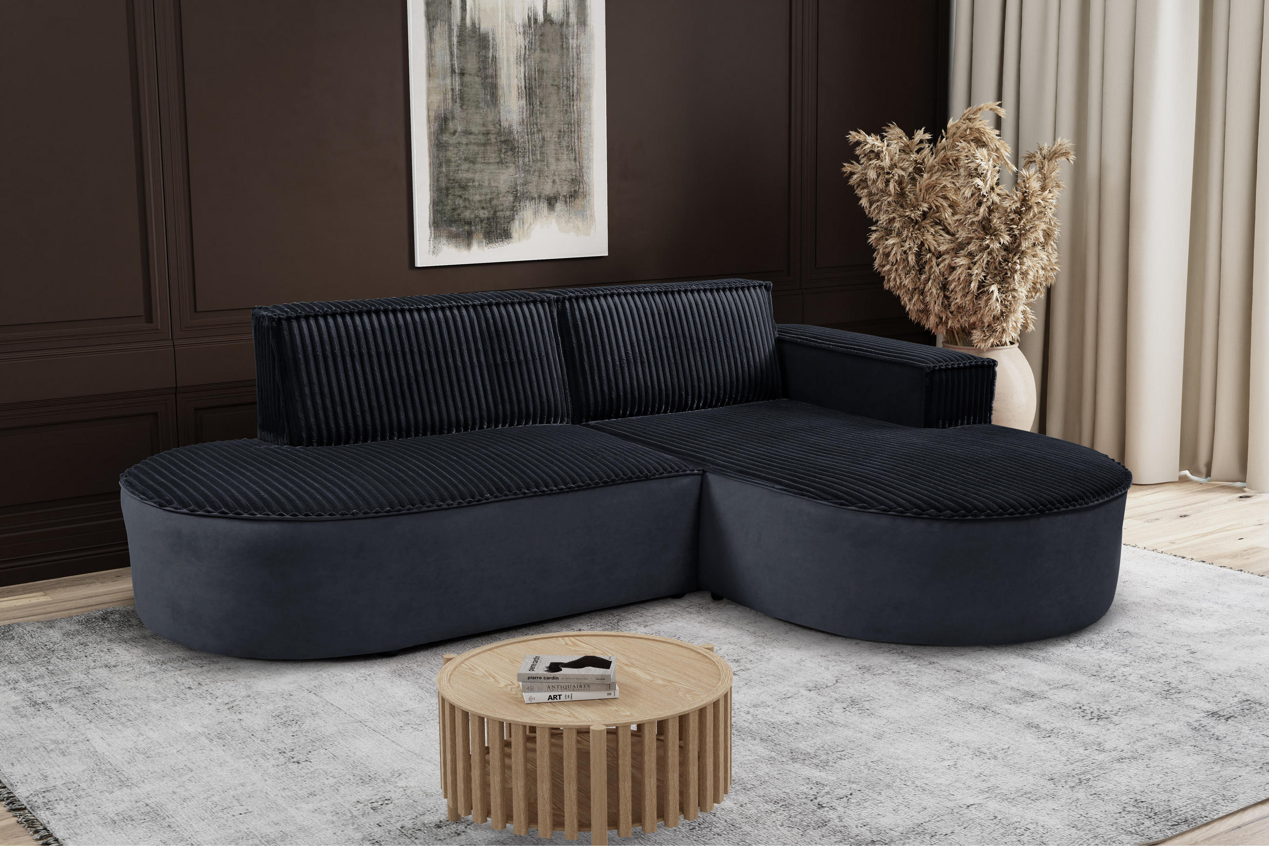 ECKSOFA L-förmiges Modena Soft Schwarz Rechts - Schwarz, Holz (236/165cm) - Kaiser Möbel