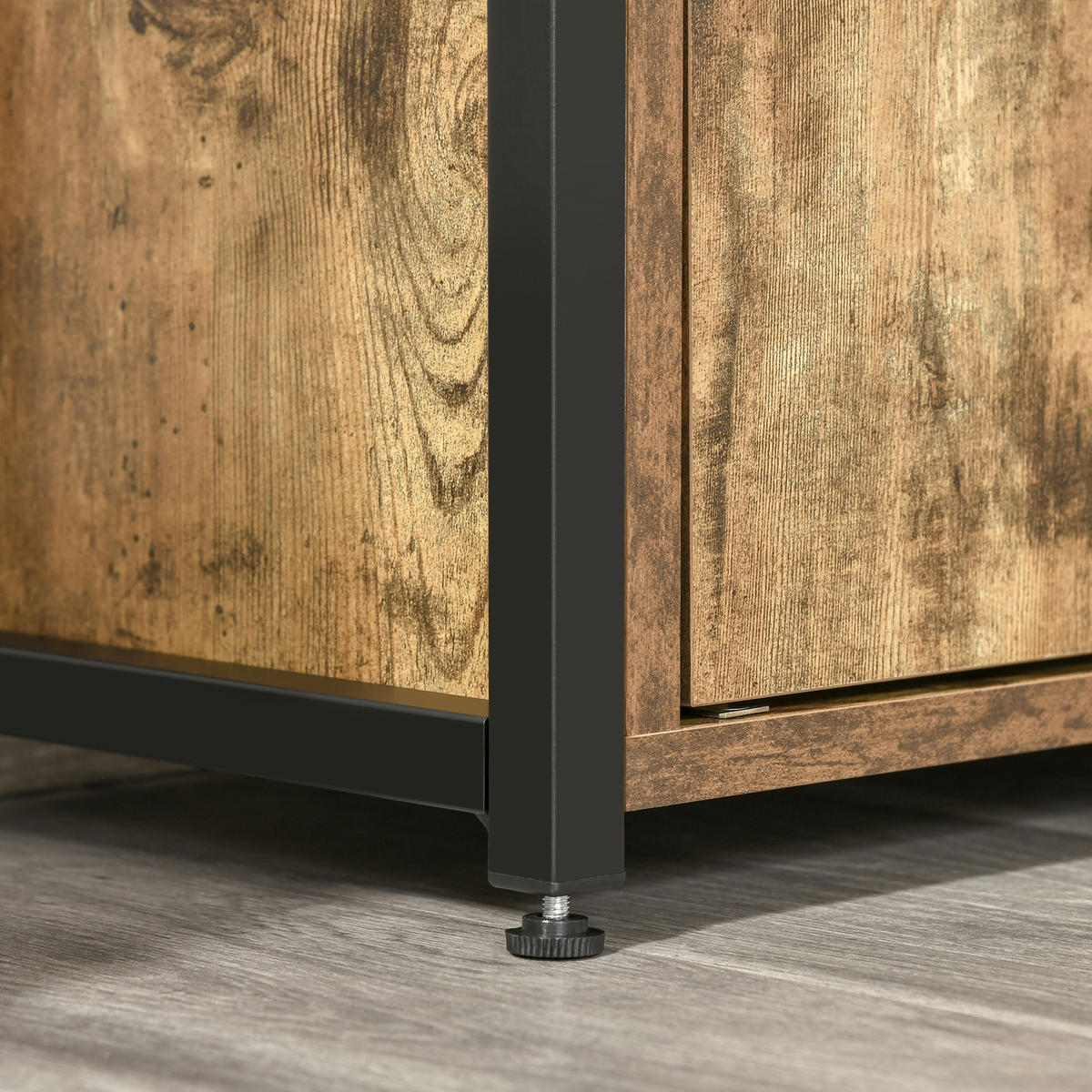REGAL DE-15477 3 Ablagen + 1 Tür + 2 Schubladen Altwood/Schwarz - Braun, Holzwerkstoff (58/122/24cm) - ComfortXL