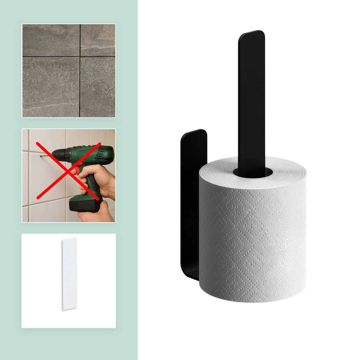 ERSATZROLLENHALTER - Schwarz, Metall (3/22/6.5cm) - Relaxdays