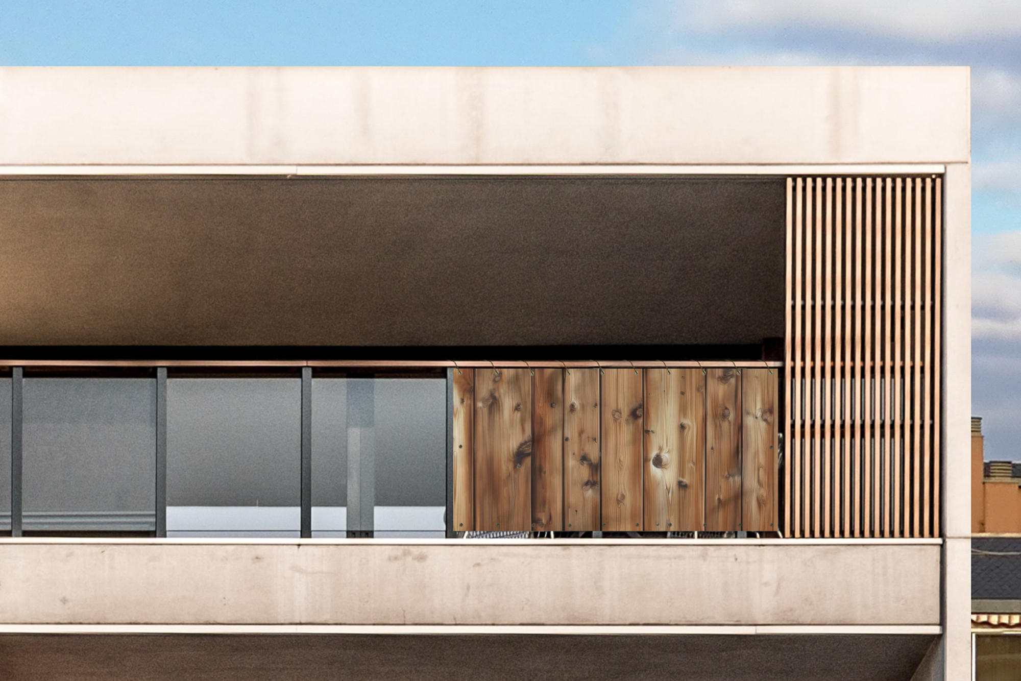 BALKON-SICHTSCHUTZ Holz - Regale - Braun - Buchefarben, Kunststoff (300/120cm) - MuchoWow