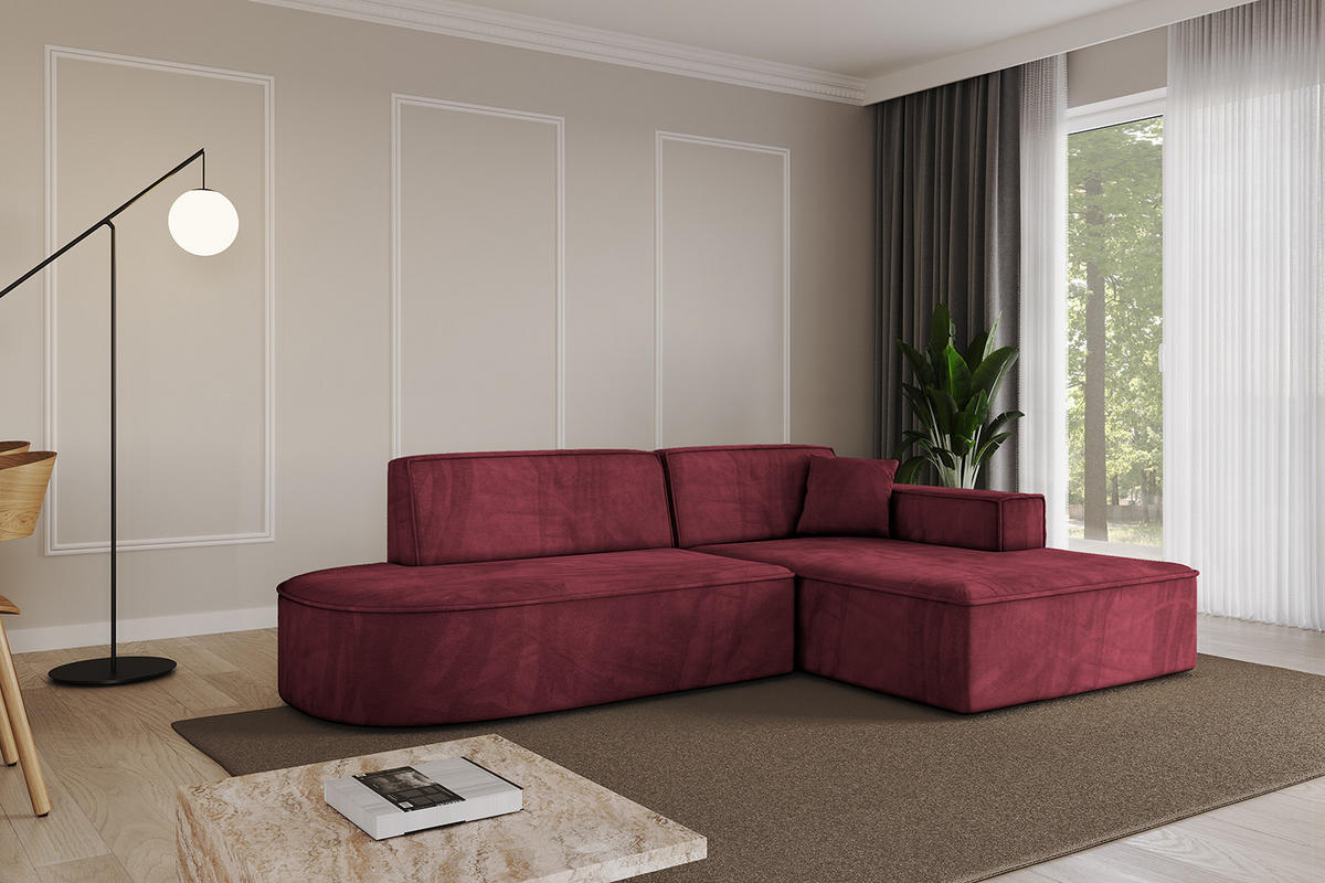ECKSOFA Ottomane Rechts IREA-L1-v4 - 233x165x72,5 cm Bordeauxrot - Bordeaux, Holzwerkstoff/Textil (233/165cm) - ALTDECOR