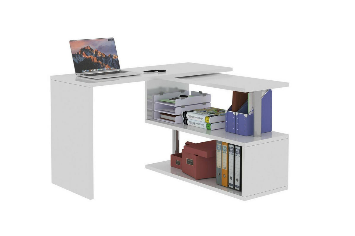 SCHREIBTISCH Glänzendes Weiß 50/120/75 cm - Weiß, Holzwerkstoff (50/120/75cm) - DMORA