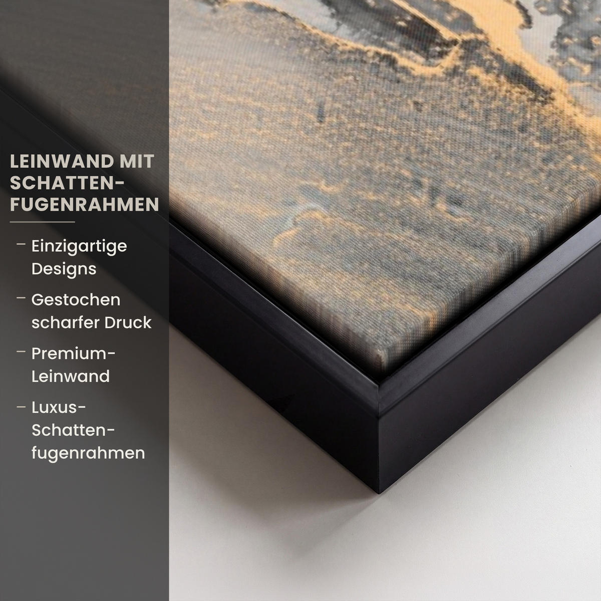 LEINWAND Bilder mit Rahmen - Grau - Luxus - Gold - Marmor - 60x90 - Dunkelgrau, Textil (60/90cm) - MuchoWow