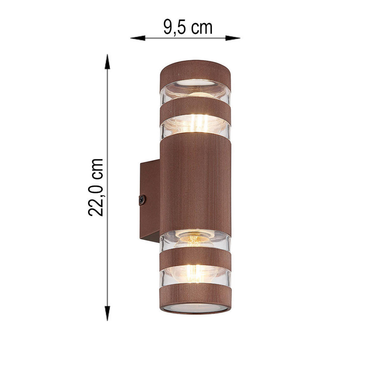 WANDLEUCHTE Glas Bronze 2 flammig - Bronzefarben, Glas (6.5/22/6.5cm) - Globo Lighting