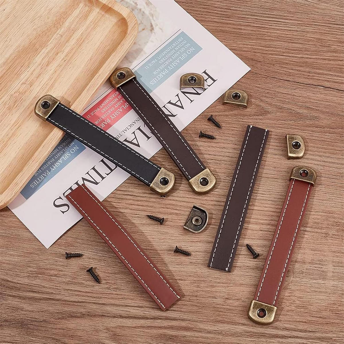MÖBELGRIFF , 6 Ledermöbelgriffe - Schwarz, Leder (2.4/0.8/19cm) - BELZ