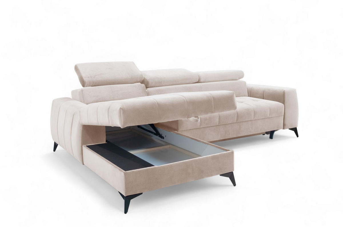 ECKSOFA Agnesa Xs In Salvador - Beige, Holzwerkstoff/Textil (260/200cm) - Fun Möbel