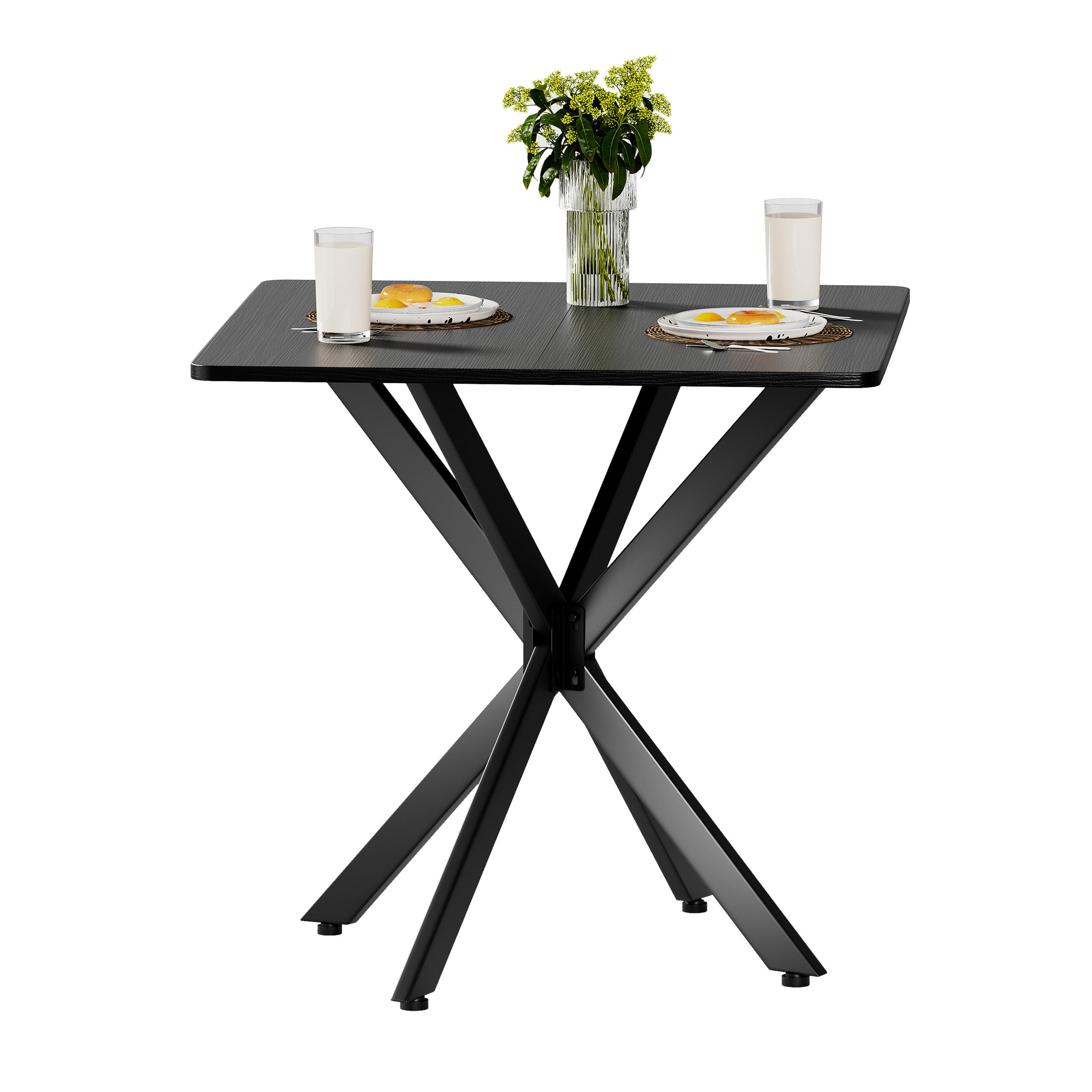 BEISTELLTISCH 80/80/75 cm schwarz aus Eisen mit höhenverstellbaren Füßen - Schwarz, Holzwerkstoff (80/80/75cm) - OKWISH