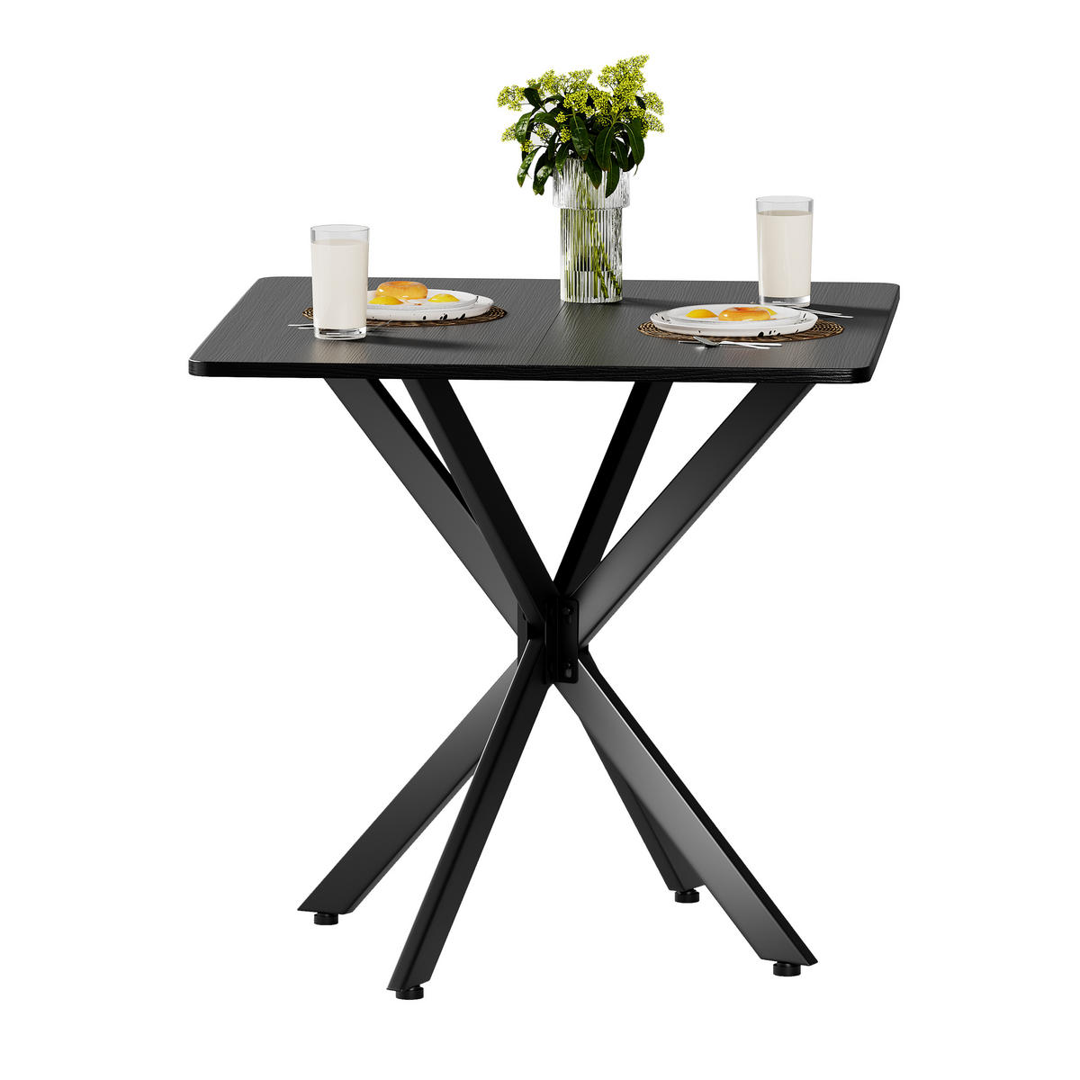 BEISTELLTISCH 80/80/75 cm schwarz aus Eisen mit höhenverstellbaren Füßen - Schwarz, Holzwerkstoff (80/80/75cm) - OKWISH