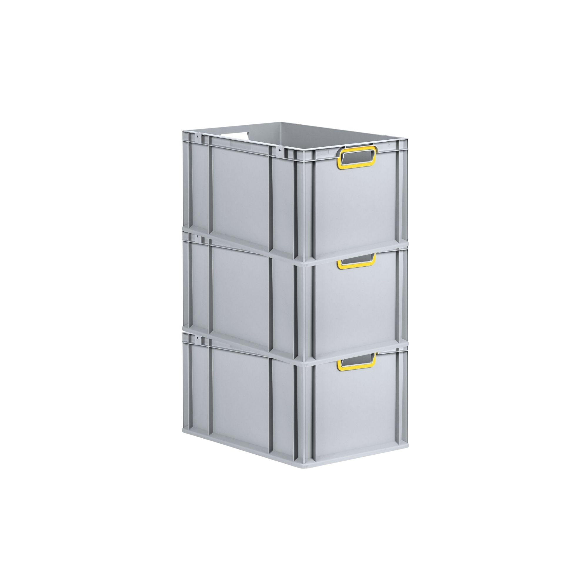 EUROBOX 3x Nextgen Color 32x40x60cm 65 Liter Griffe Gelb Offen - Gelb, Kunststoff (40/22/60cm) - PROREGAL