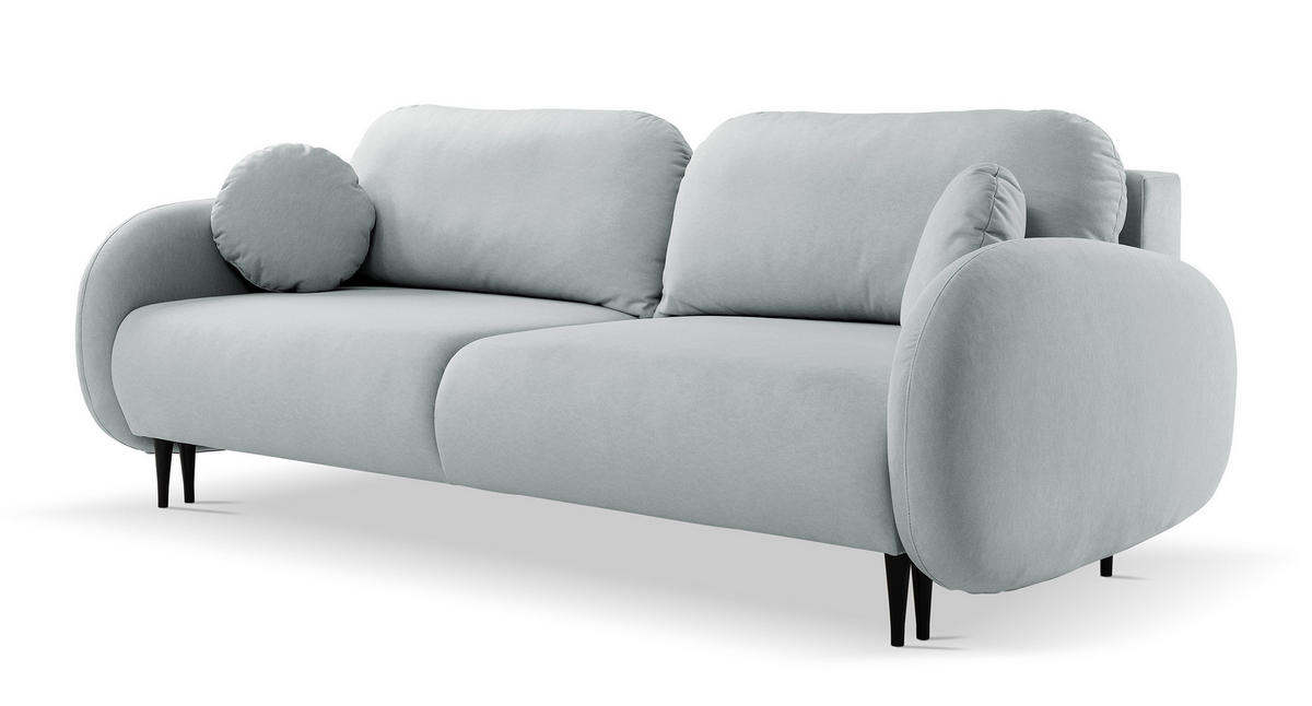 SCHLAFSOFA Bafra Grau Velours - Schwarz/Grau, Holz/Textil (232/92/102cm) - Selsey