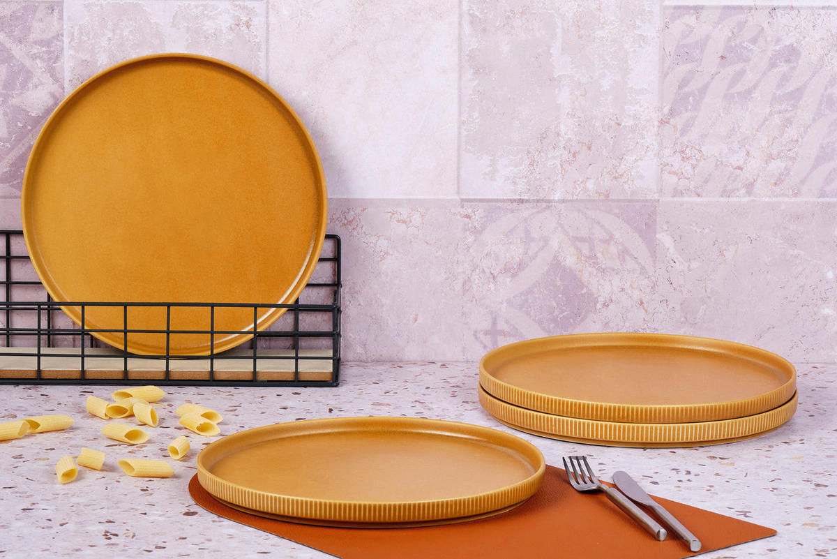 TELLER Scandi Ø27,5cm - 4er-Set - Ocre - Gelb, Keramik (27.5cm) - Björn