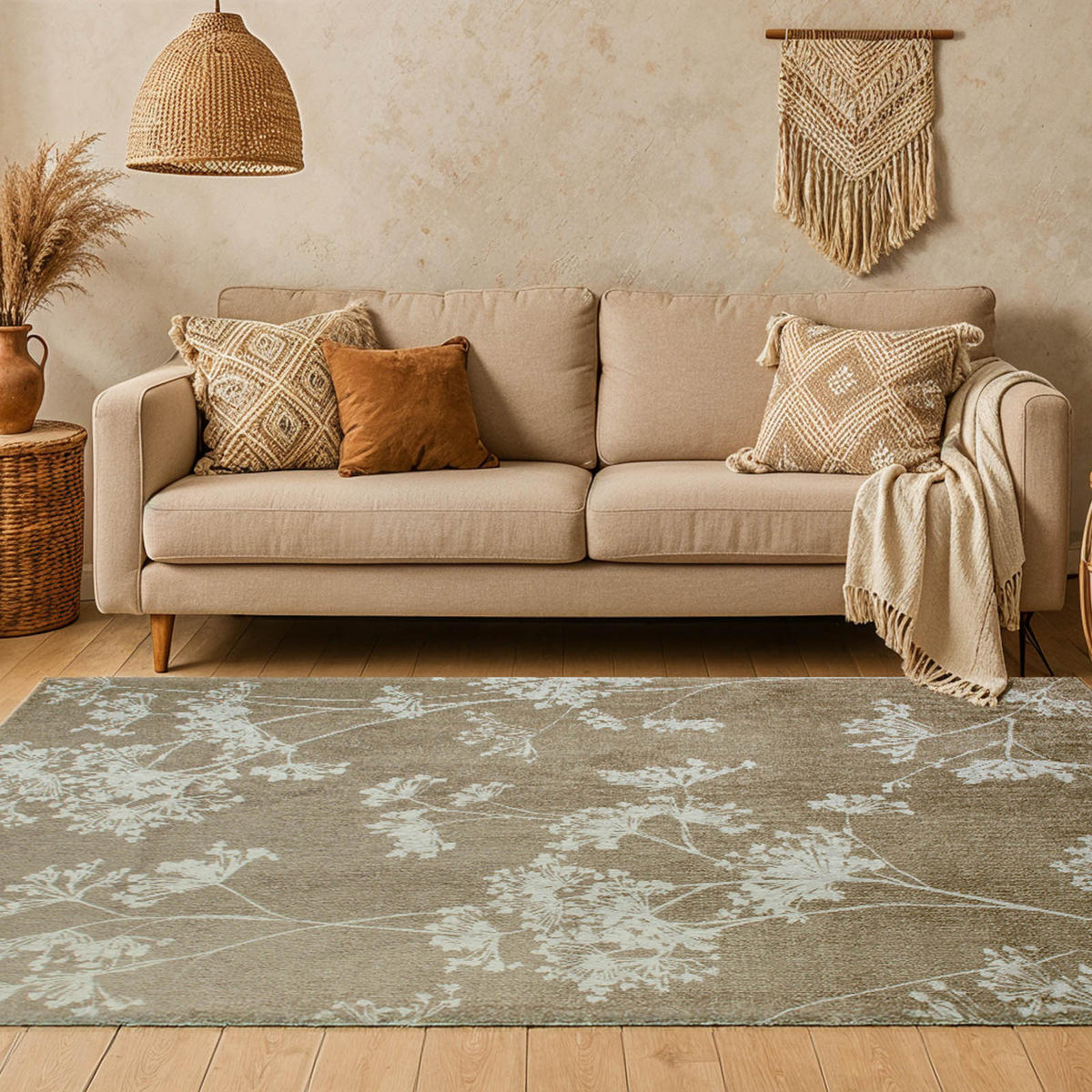 TEPPICH Parsley Parchment 80/150 cm - Grau, Textil (80/150cm) - Lola&Moi