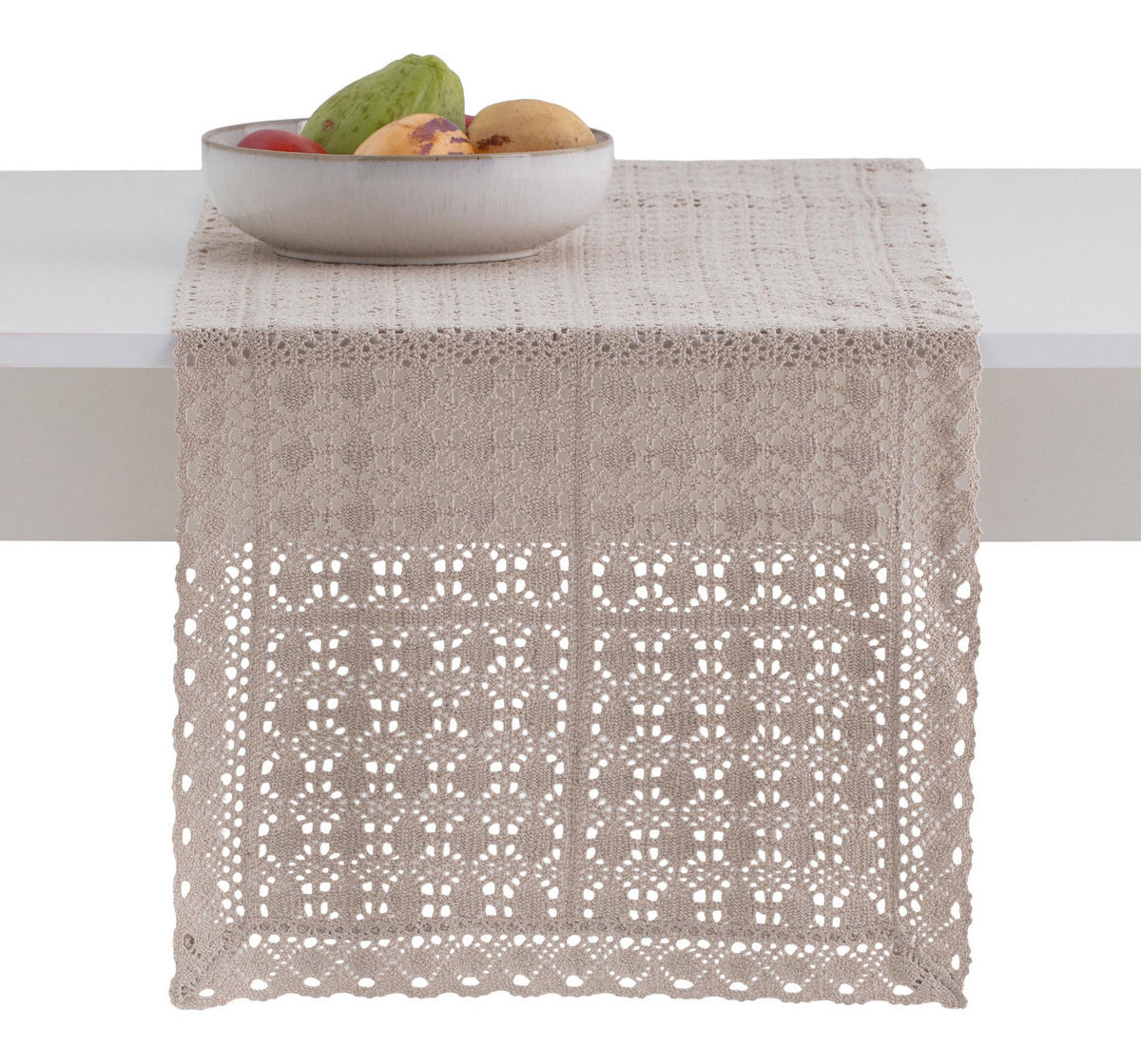 TISCHLÄUFER Folkelips - Beige, Textil (180/40/1cm) - home&you
