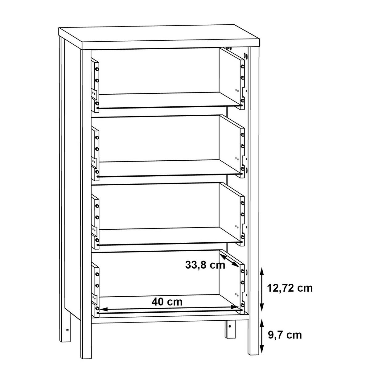 KOMMODE - Eiche Artisan Dekor / Schwarz - Schwarz/Braun, Holzwerkstoff/Kunststoff (51/90/40cm) - home24