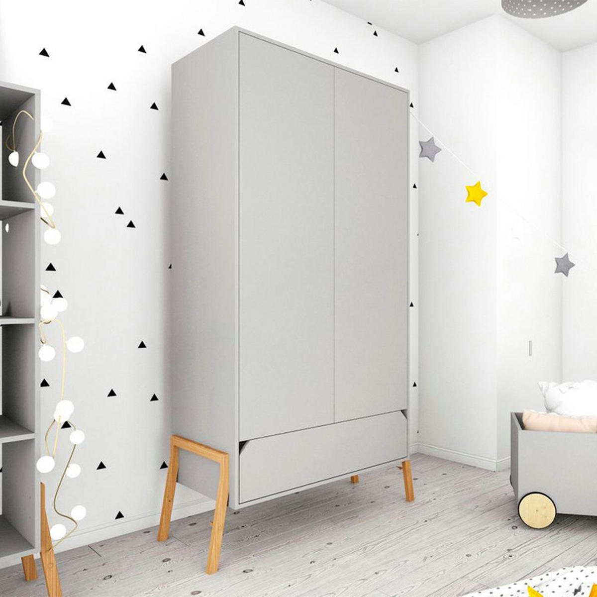 SKŘÍŇ 2DVEŘOVÁ Grey - šedá, kompozitní dřevo (117/199/50cm) - Petits-meubles