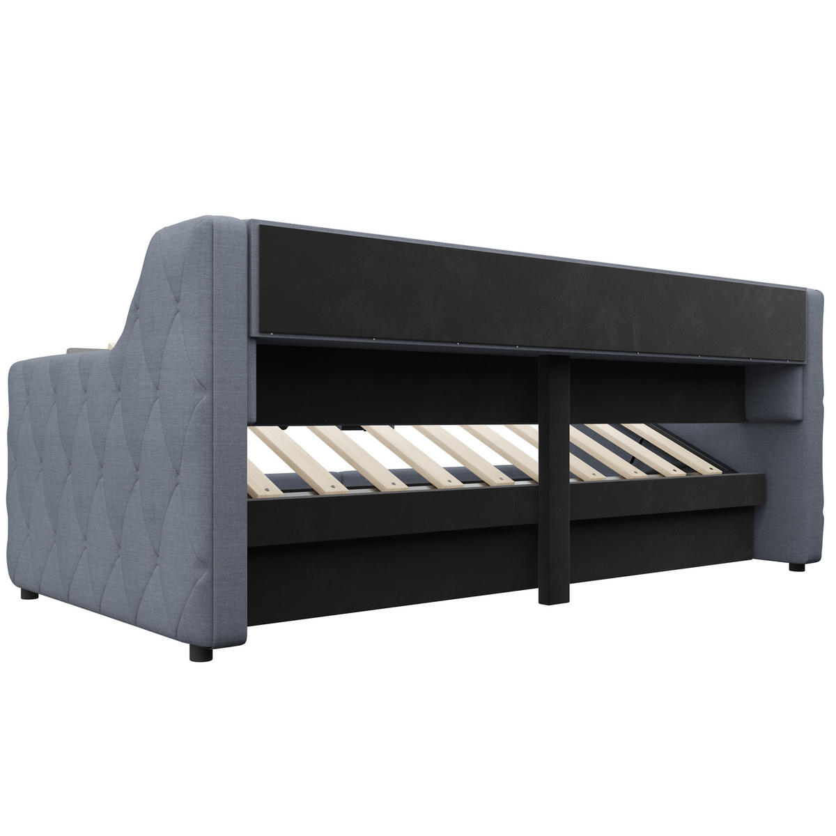 TAGESBETT 90/200 cm mit LED und Hydraulik-Stauraum, DE-42017, in Grau - Grau, Holzwerkstoff (90/200cm) - ComfortXL